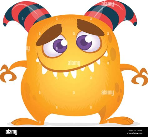 Funny cartoon monster. Vector orange monster illustration. Halloween ...