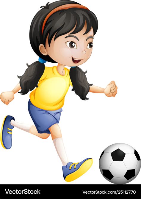 Young girl playing soccer Royalty Free Vector Image