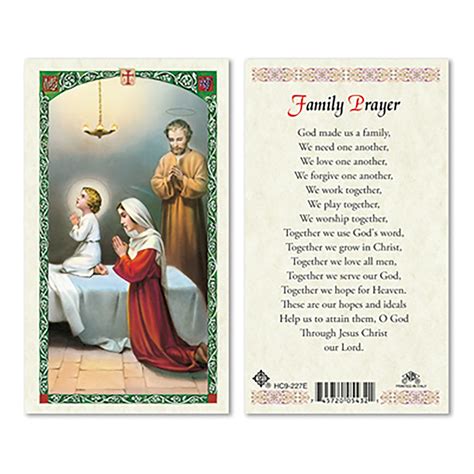 LAMINATED HOLY CARD - FAMILY PRAYER (BEDTIME) | EWTN Religious Catalogue