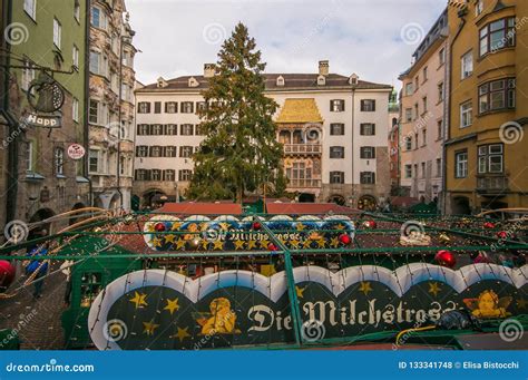 Aerial View of Christmas Market Christkindlmarkt of Innsbruck in ...