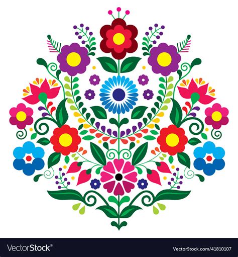 Mexican floral embroidery design Royalty Free Vector Image