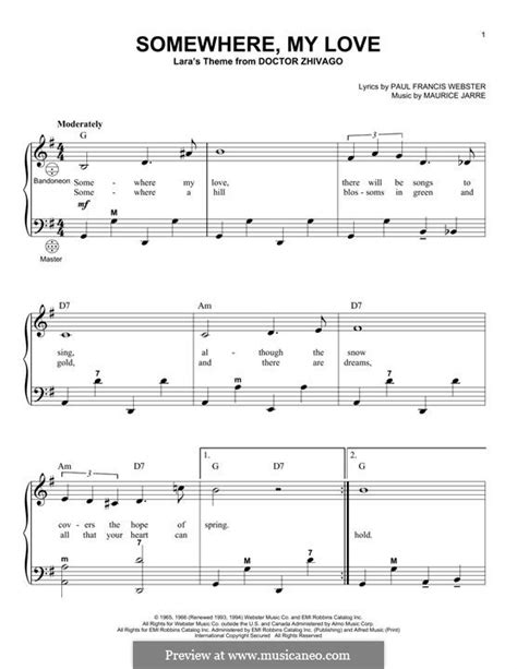 Somewhere My Love (Lara's Theme) by M. Jarre - sheet music on MusicaNeo