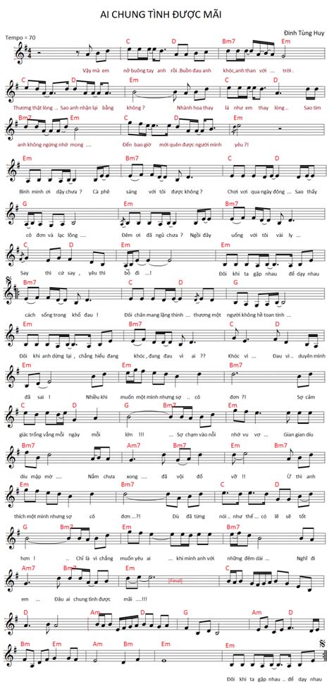 Ai chung tình được mãi - Piano sheet