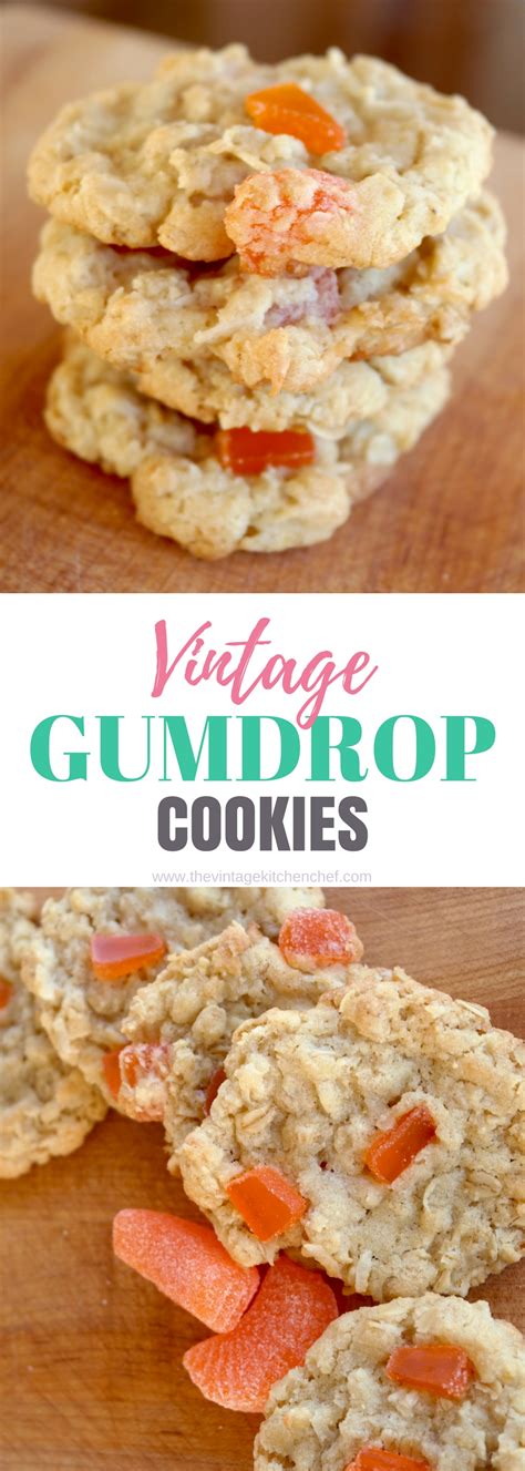 Vintage Gumdrop Cookies with flavorful bursts of orange gumdrops