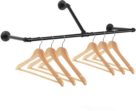 Amazon.com: LIANTRAL Wall Mounted Clothes Rack, 32.68-Inch Industrial T-Bar Pipe Coat Hanger ...