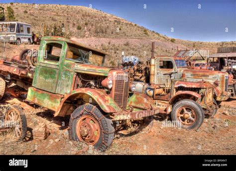 Old Trucks at Jerome Arizona Junk Yard Stock Photo - Alamy