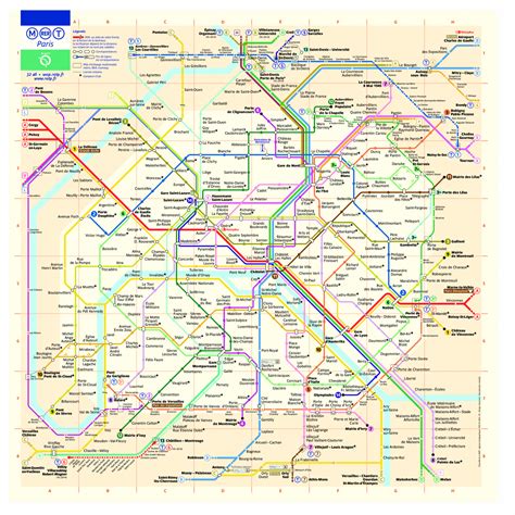 Printable Paris Metro Map