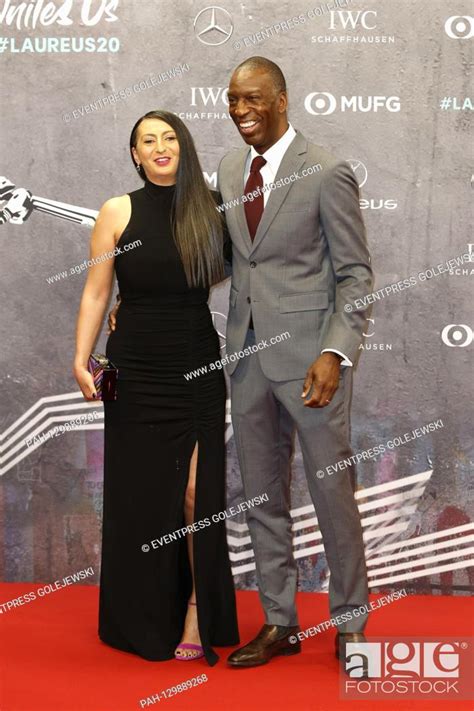 Michael Johnson and Armine Shamiryan on the red carpet at the LAUREUS ...