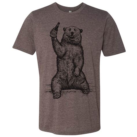 Beer Drinking Grizzly Bear Graphic T-Shirt Craft Beer Gift