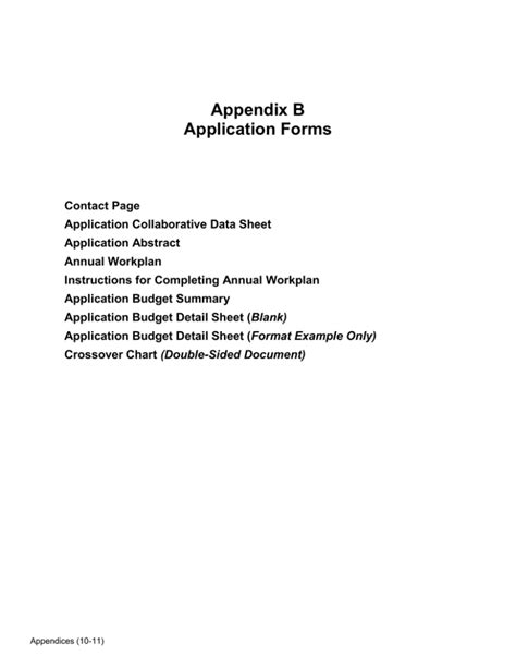 Appendix B Application Forms