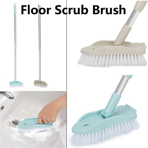 JANSION Tub & Tile Scrub Brush with Long Handle Shower Brush with Comb, Good for Clean Grout ...