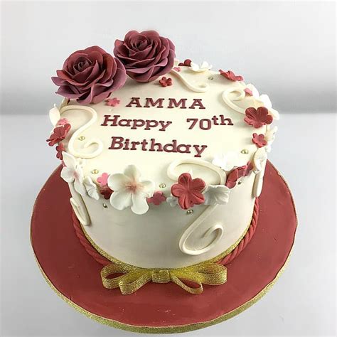 70th Birthday Cake with Flowers | Decorated Treats