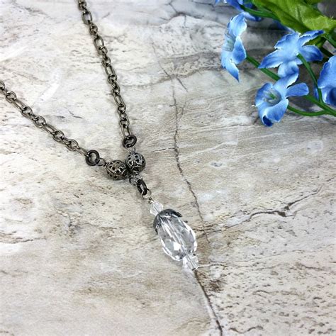 Crystal Necklace Tear Drop Pendant Gift Idea Formal - Etsy