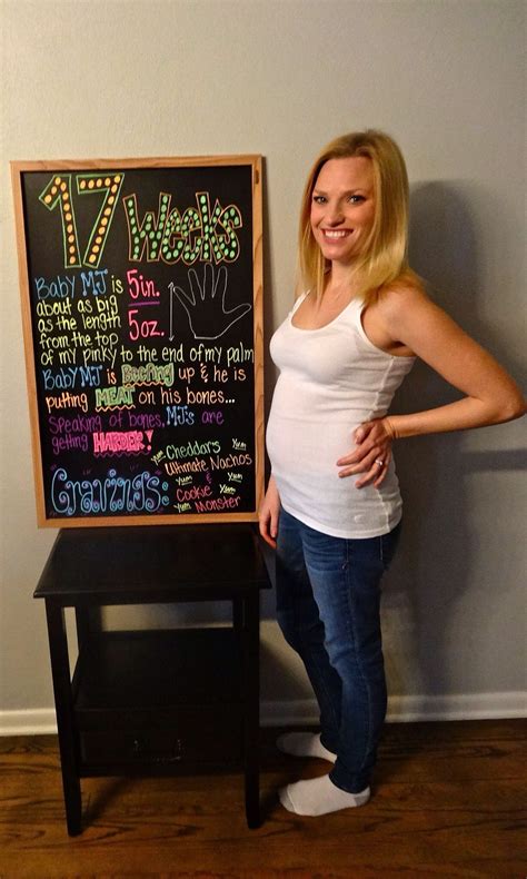 17 week pic | 17 weeks pregnant, 17 weeks pregnant bump, Baby bump chalkboard