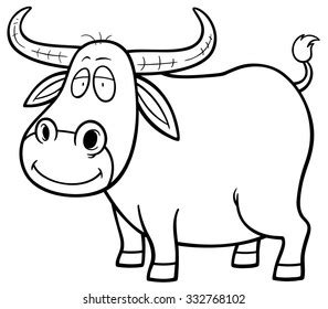 Vector Illustration Cartoon Buffalo Coloring Book Stock Vector (Royalty ...