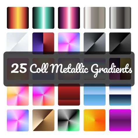 Metallic gradient set. 25 coll metallic gradients. Colorful gradient background. 13709899 Vector ...