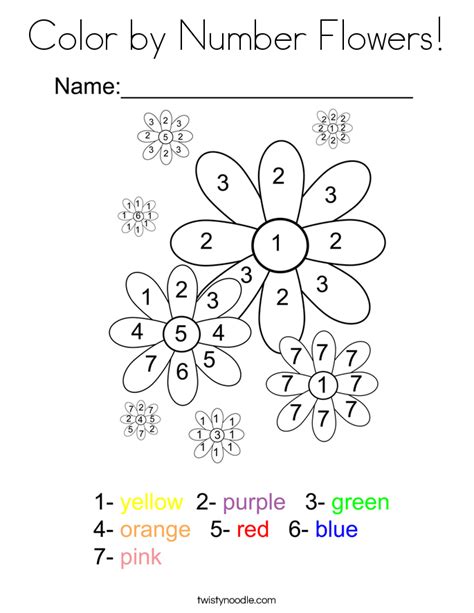 Color by Number Flowers Coloring Page - Twisty Noodle