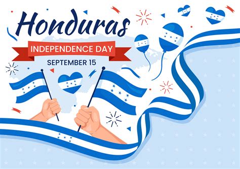 Happy Honduras Independence Day Vector Illustration on September 15 with Waving Flag Background ...