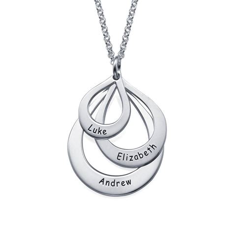 Engraved Family Necklace Drop Shaped in Premium Silver - MYKA