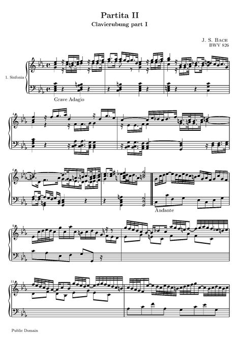 Bach, Johann Sebastian - Partita II 1 Sinfonia BWV 826 for Piano - Free Sheet music for Piano ...