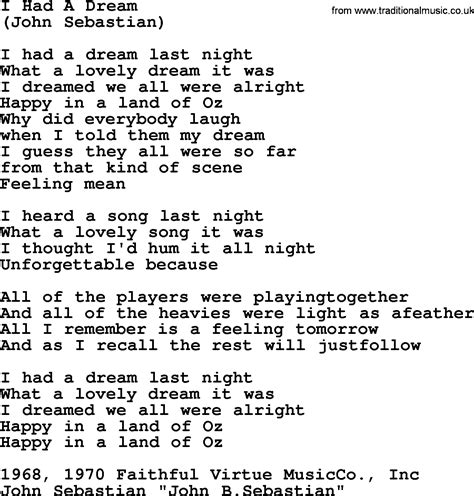 I Had A Dream, by The Byrds - lyrics with pdf