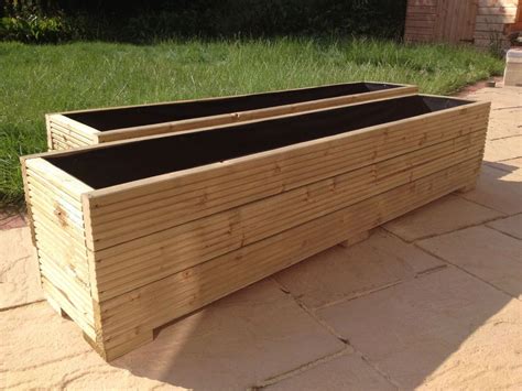 LARGE WOODEN GARDEN PLANTER TROUGH IN DECKING BOARDS **FREE LINING & FREE GIFT** | Large garden ...