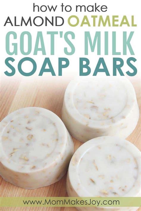 three goats milk soap bars sitting on top of a wooden table with text overlay that says how to ...