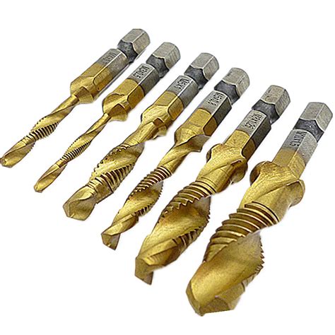 Aliexpress.com : Buy 6pc Drill Tap Combination Bit Set HSS6542 Tap Drill Countersink Metric Hex ...