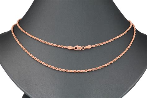 10K Pink Rose Gold 2.5mm Diamond Cut Italian Rope Chain Pendant Necklace 14"-30" | eBay