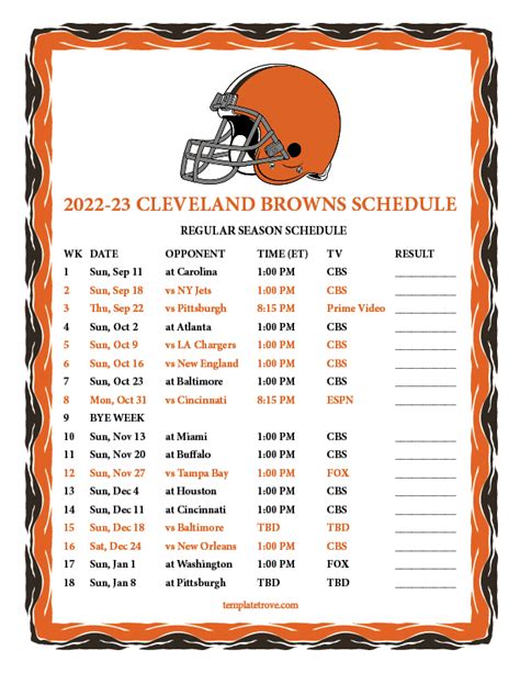 FiveSevenThreeFourTwoSixOne: Cleveland Browns 2023 Football Schedule Printable