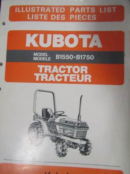 Kubota B1550 B1750 Tractor Parts List - Used Equipment Manuals