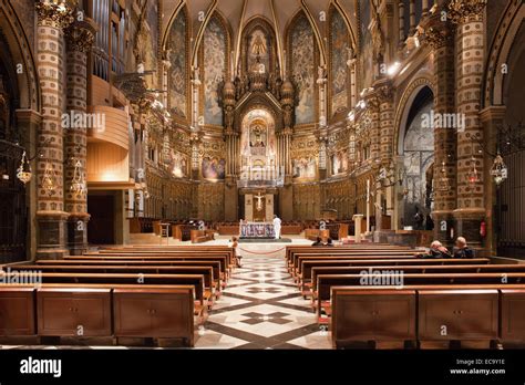 Basilica interior of the Montserrat Monastery in Catalonia, Spain Stock Photo - Alamy