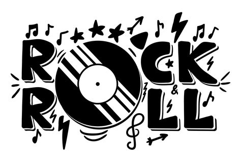 Rock and Roll Lettering for t-shirt, sticker, print, fabric, cloth ...