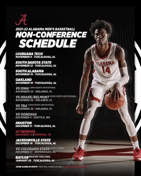 Alabama Men's Basketball Announces 2021-22 Non-Conference Schedule ...