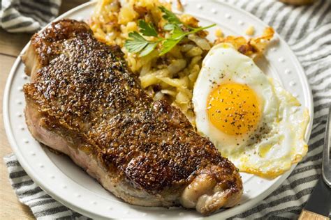 Homemade Steak and Eggs Breakfast Stock Image - Image of gourmet, meat ...