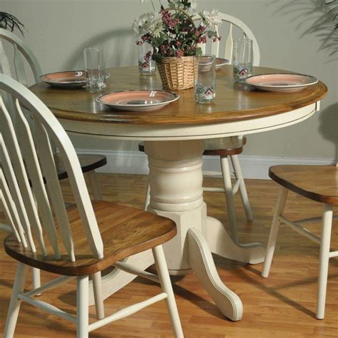 Barnsdale Round Pedestal Two Tone Dining Table - White/Burnished Oak | Renovación de muebles ...