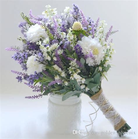 Korean Romantic Bridal Bouquet Wedding Aesthetic White Purple Lavender ...