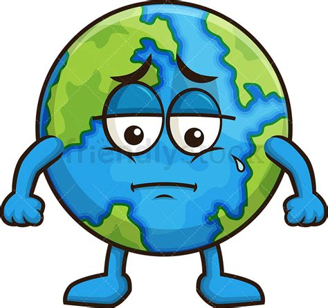 Sad Earth Cartoon Clipart Vector - FriendlyStock