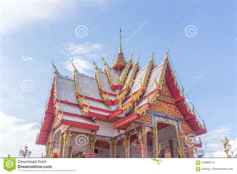 Thai temple and blue sky stock photo. Image of buddhist - 102989114