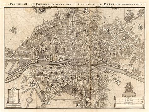 Vintage Map of Paris 1742 Old Map of Paris France Restoration decor ...