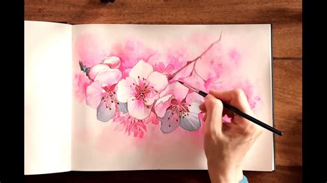 Cómo dibujar una flor de cerezo. Pintura de JannaLis. - YouTube