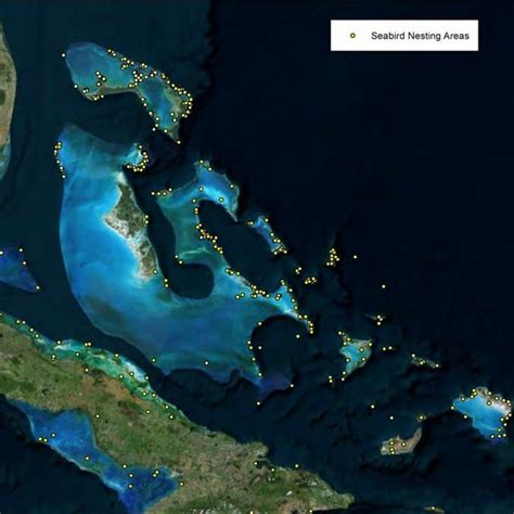 Map showing locations of coral reefs in The Bahamas. | Download ...