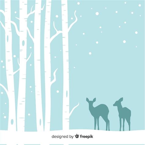 Free Vector | Snowy forest background