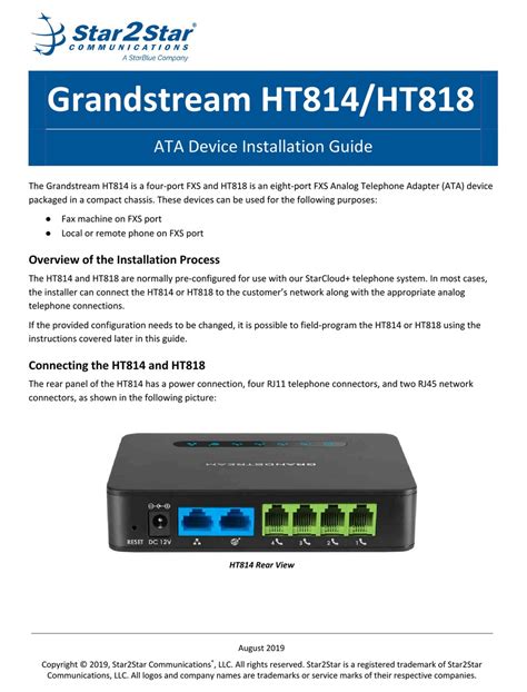 GRANDSTREAM NETWORKS HT814 INSTALLATION MANUAL Pdf Download | ManualsLib