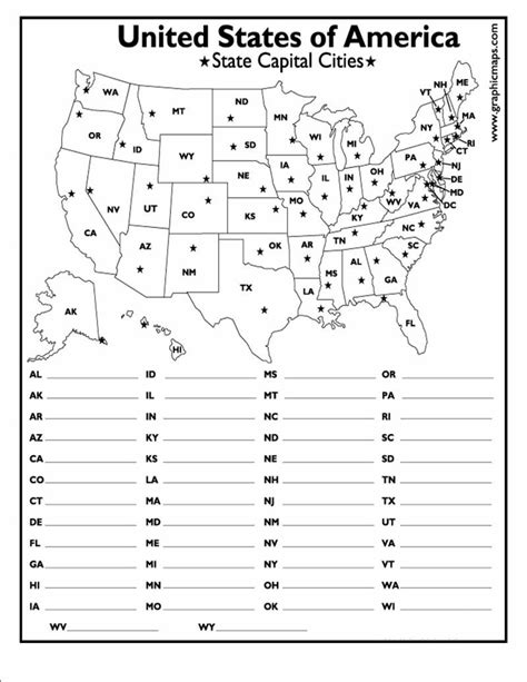 States And Capitals Test Printable - Printable Calendars AT A GLANCE