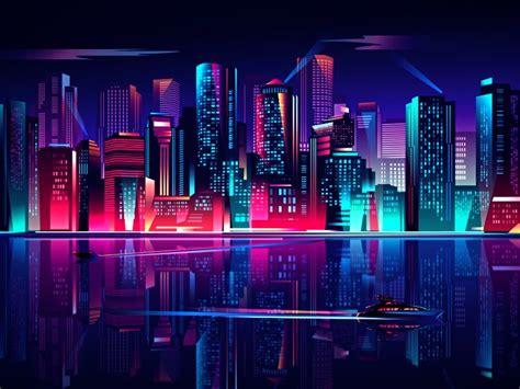 Glow night skyline | Ciudad cyberpunk, Fondos de portada, Fotos de ...