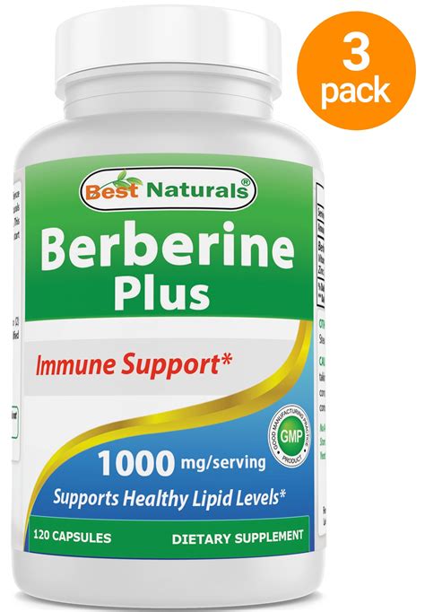 3 Pack - Best Naturals Berberine Plus 1000 mg/Serving 120 Capsules - Berberine for Healthy Blood ...