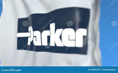 Waving Flag with Parker Hannifin Logo, Close-up. Editorial 3D Rendering Editorial Photo ...