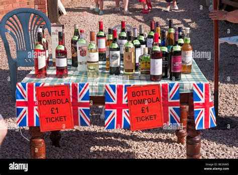 tombola prizes on a table Stock Photo - Alamy