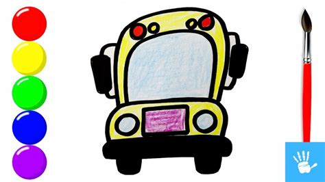 How To Draw and Color a Yellow School Bus for Children | Cara ...